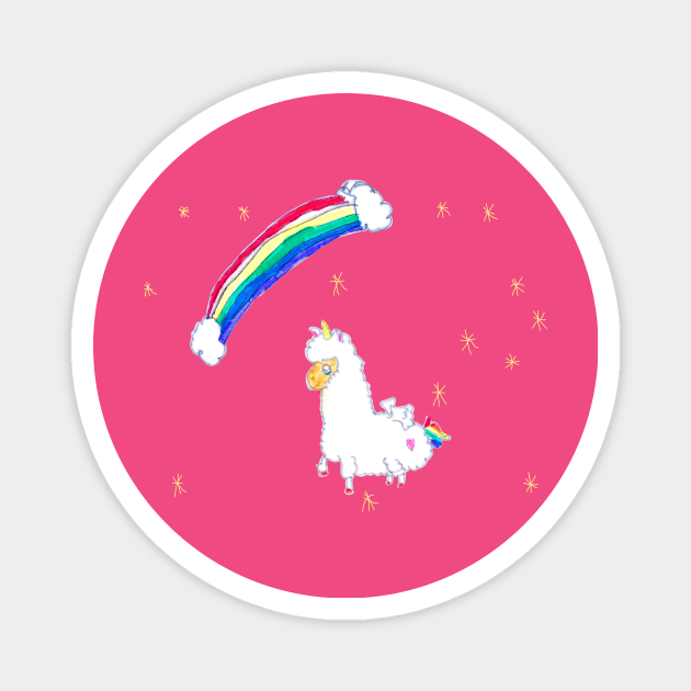 Llamacorn | Llama | Rainbow Llama | Kids Fashion | Unicorn Llama | Fun | Playful Magnet by TheWillbreyShop